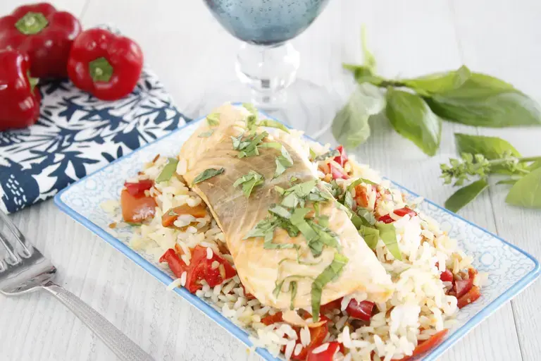 Dos de saumon riz au basilic cookeo