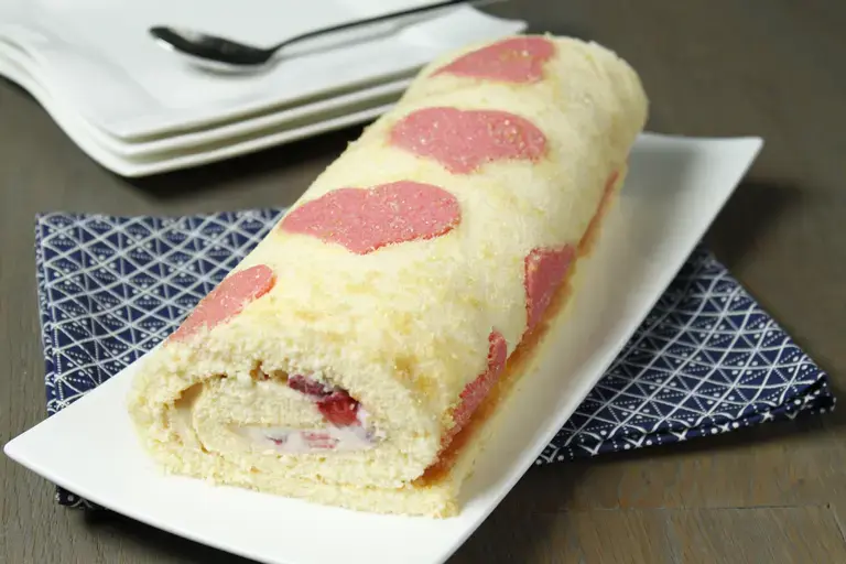 Roulé coeur fraises chocolat blanc