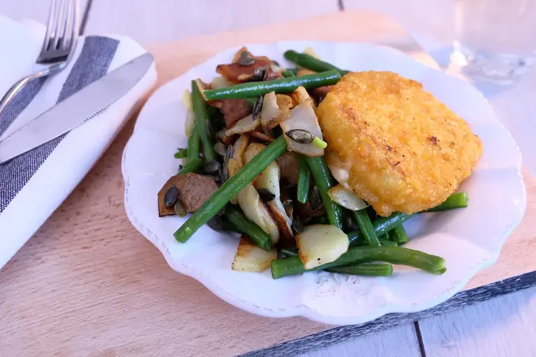 Pavé gourmand fromage et poelée de légumes