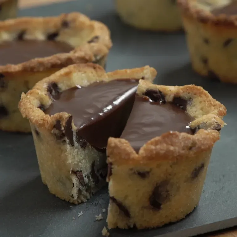 Cookies cup ganache caramel