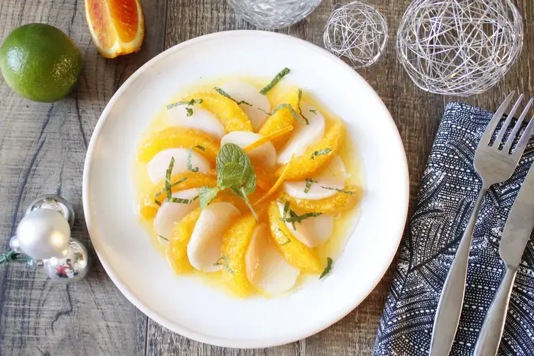 Noix de Saint Jacques marinées aux agrumes