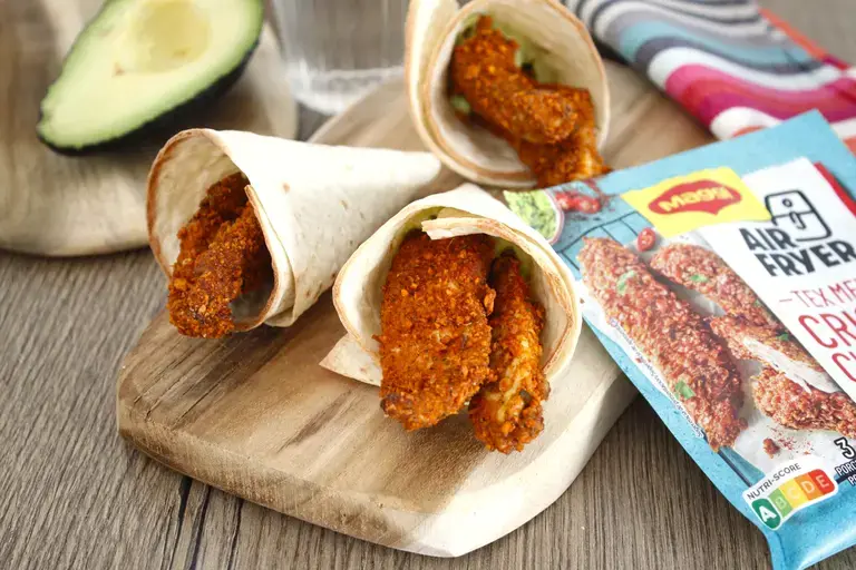 Cornets croustillants au poulet et guacamole