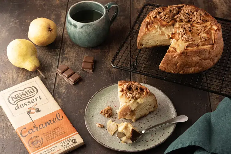 Gâteau invisible poire chocolat caramel