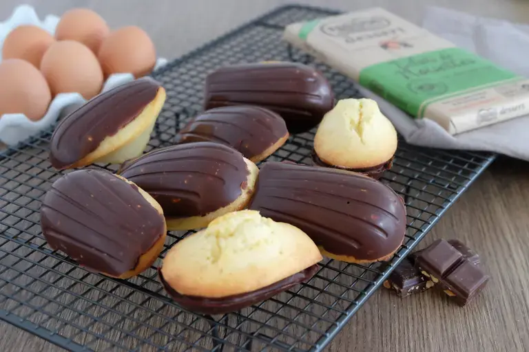 madeleine coque chocolat noir eclats de noisettes