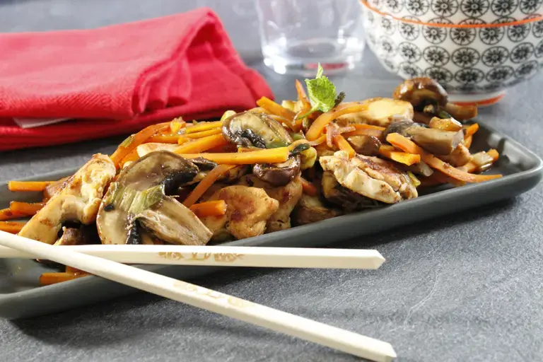 Poulet sauté aux champignons