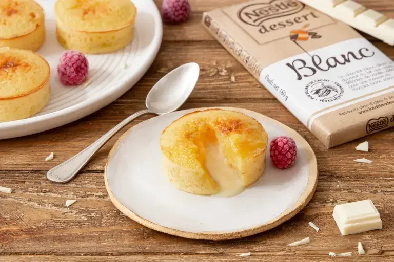 Moelleux avec coeurs coulants chocolat blanc