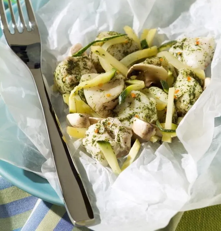 Papillottes de merlu courgette et citron vert