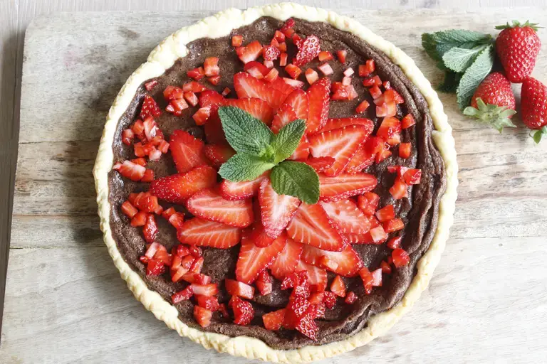 Tarte fraise chocolat (pas avant avril 2005)