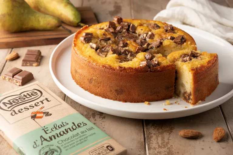 Moelleux poire et chunks au chocolat Eclats d’Amandes