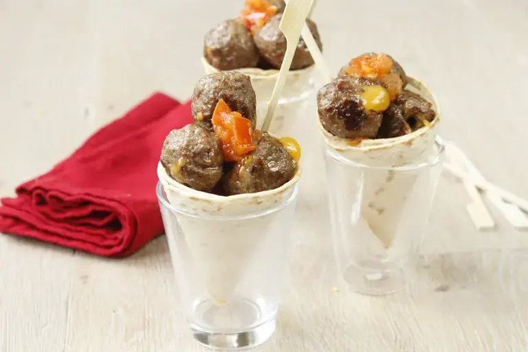 Cornet de tortilla boule de boeuf à la mexicaine