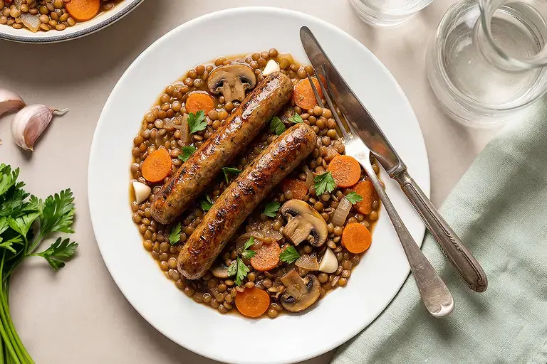 saucisses lentilles vegan