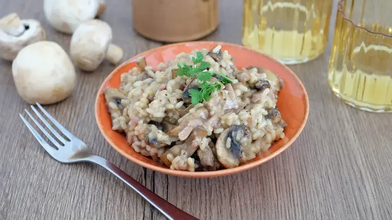 Risotto aux champignons et lardons