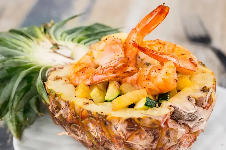 Wok de crevettes à l'ananas à l'Actifry