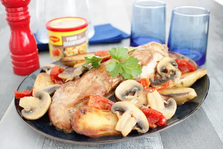 Filet mignon aux rattes sauce champignons