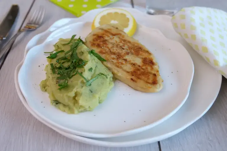 Purée de pomme de terre à la coriandre et sensational grillé