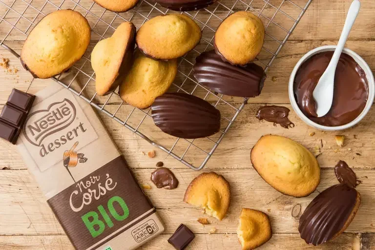 Madeleines coques chocolat noir corsé bio