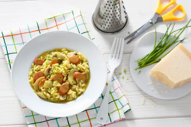 Risotto au Knacki Jambon et champignons