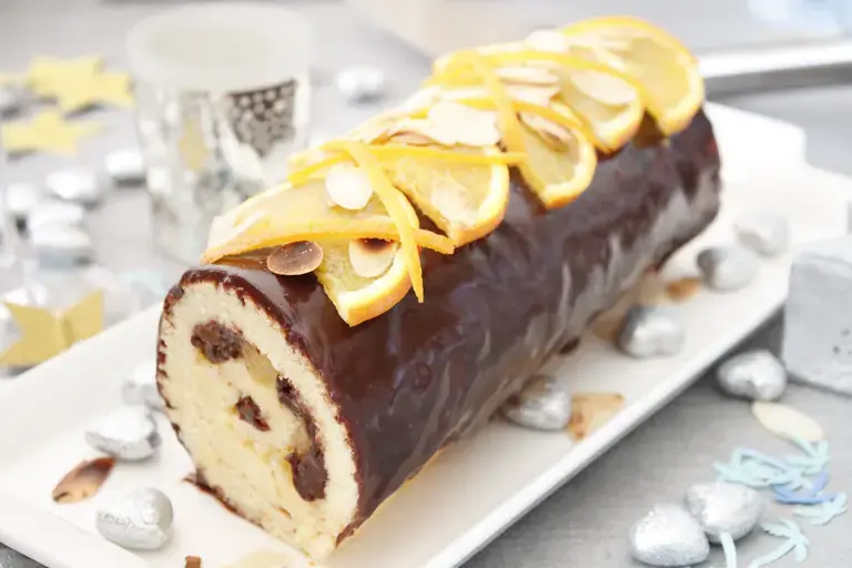 Bûche de Noël orange chocolat au Lait concentré Sucré