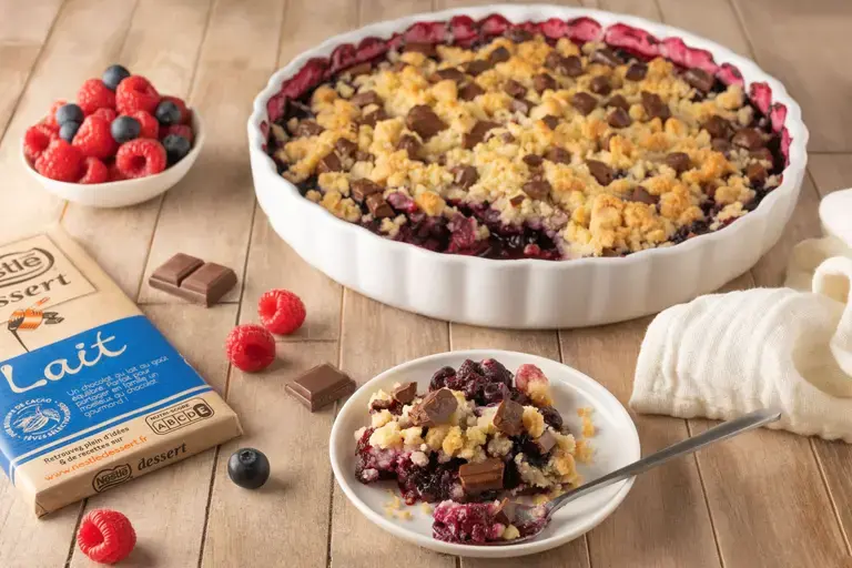 Crumble fruits rouges et chocolat au Lait