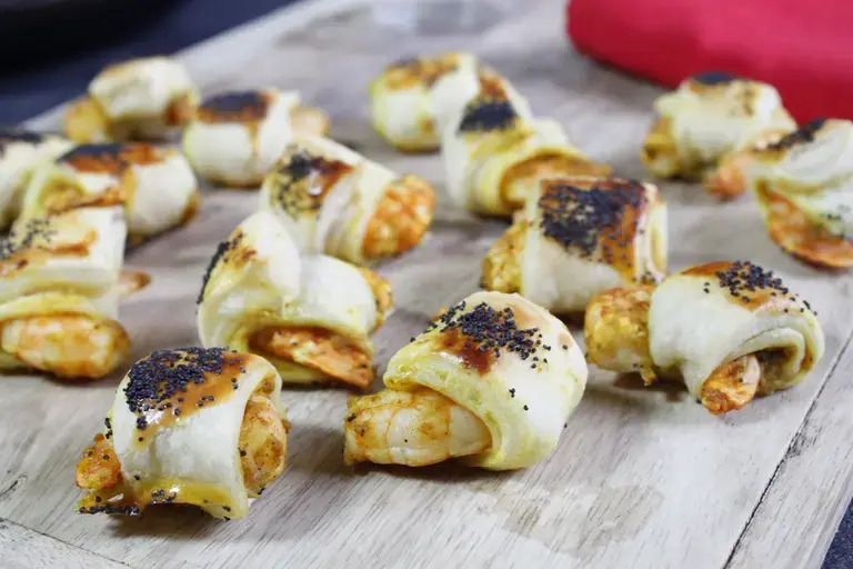Feuilletés curry crevettes