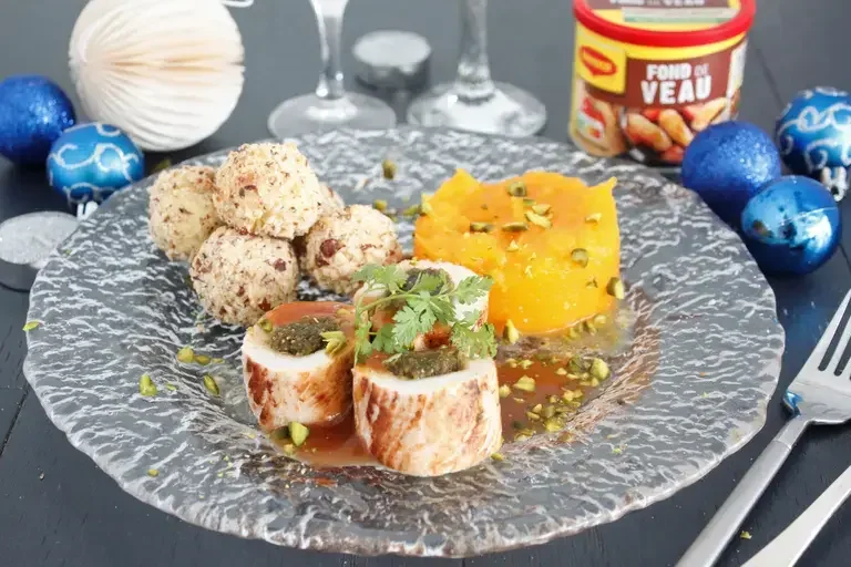 Roulés de dinde farcis aux fruits secs purée de butternut