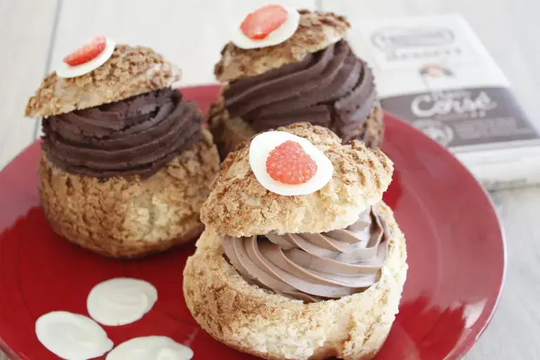 Cream puffs ganache chocolat corsé and praliné