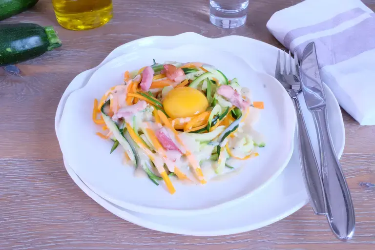 Spaghettis de légumes sauce carbonara