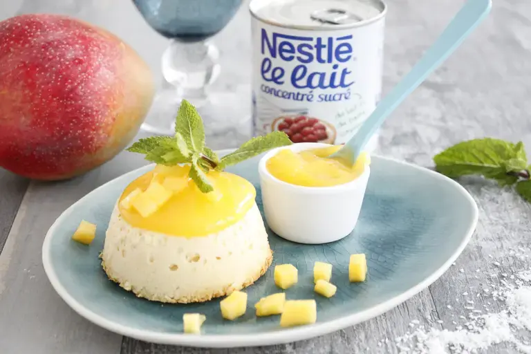 Flan coco coulis de mangue