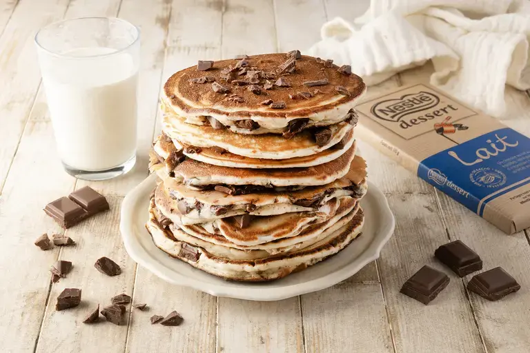 Pancakes aux pépites de chocolat au lait