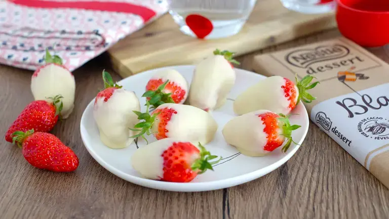 Fraises au chocolat blanc