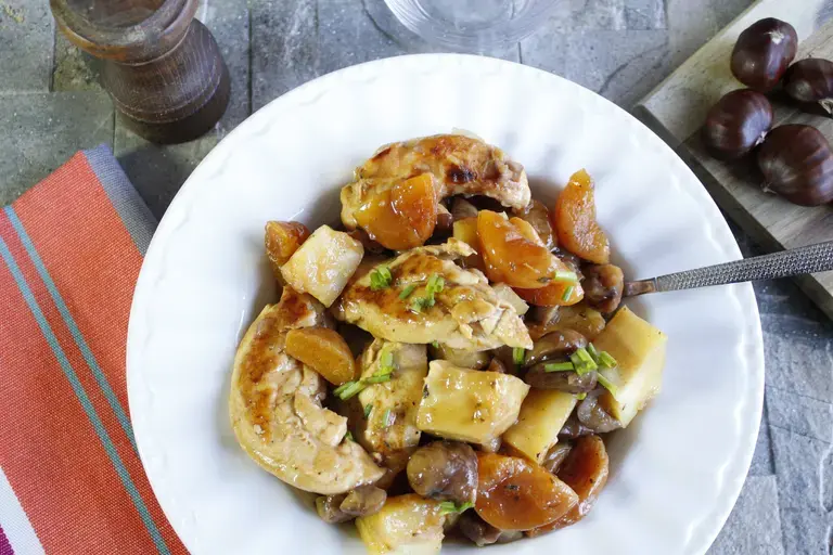 Poulet aux marrons et abricots Cookeo