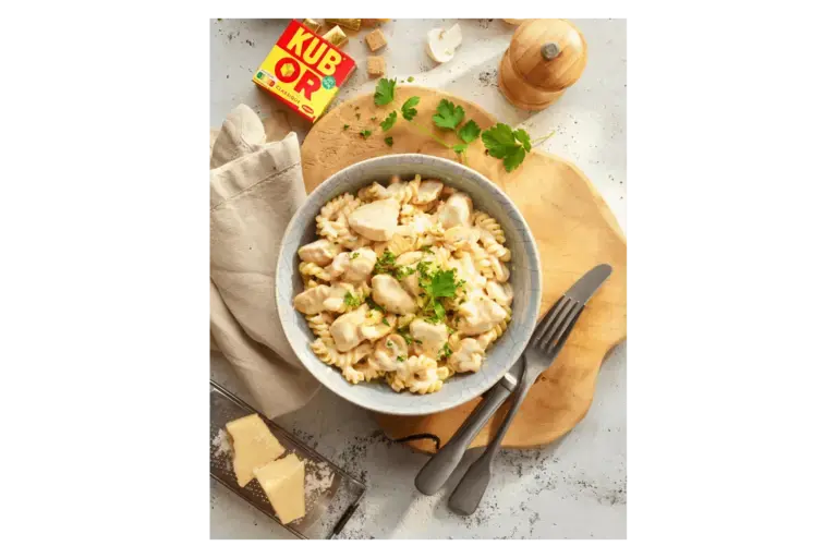 Fusilli à la crème champignons et poulet