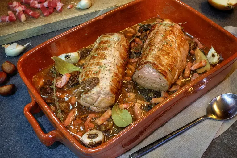 Rôti de veau lardons et morilles