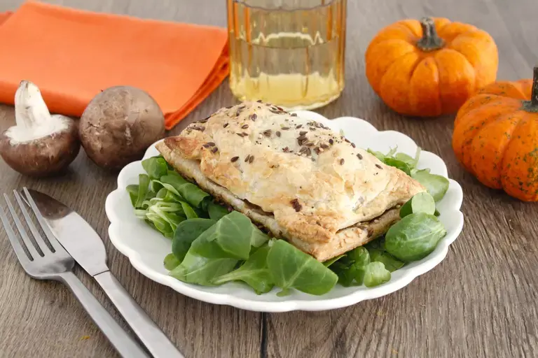 Feuilletés potiron champignons aux émincés vegan