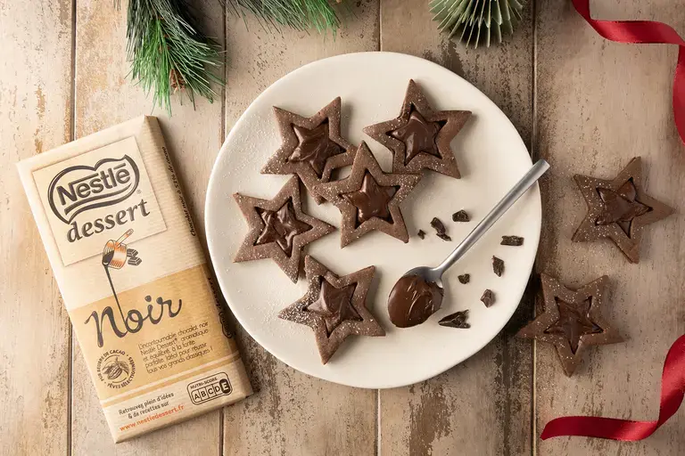 Sablés de Noël étoiles et cœur ganache