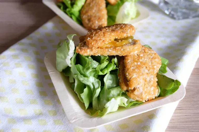 Nuggets de soja, cheddar, cornichons Actifry