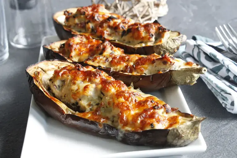 Aubergines farcies poulet mozzarella