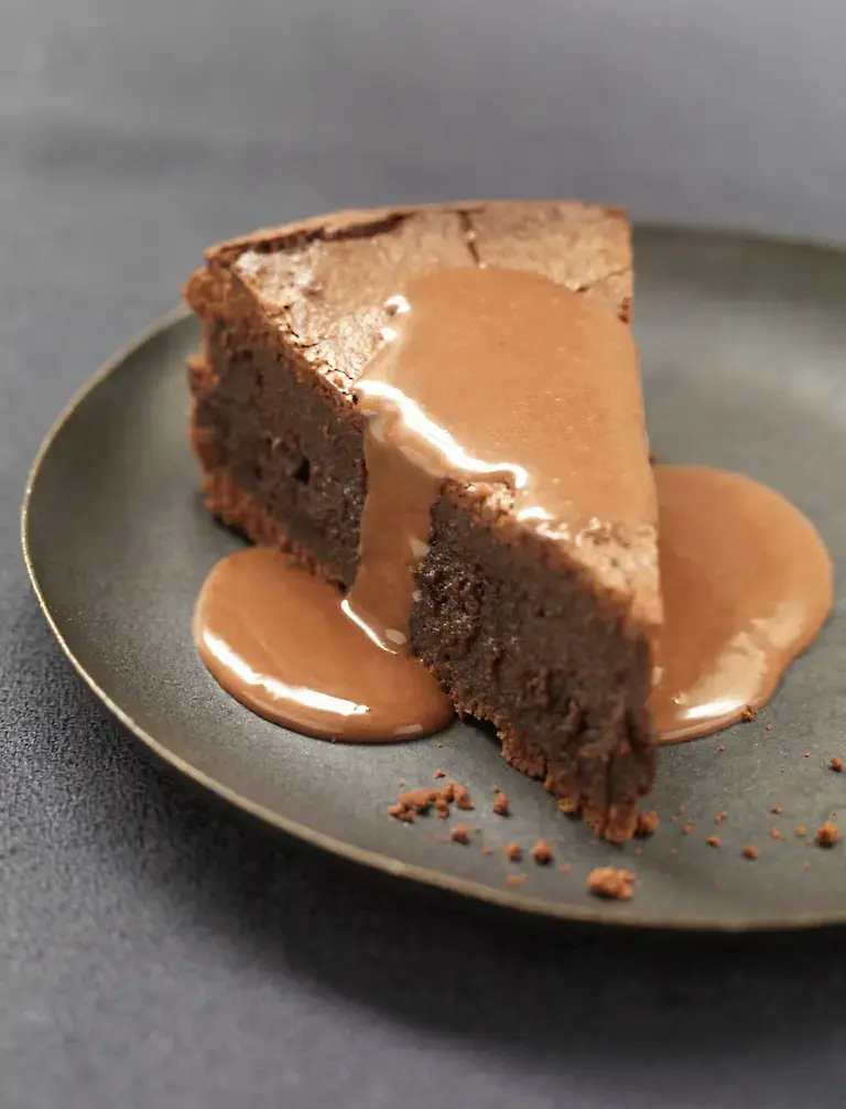Fondant au chocolat, sauce caramel