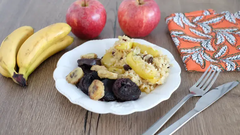 Riz à l'antillaise et boudin noir