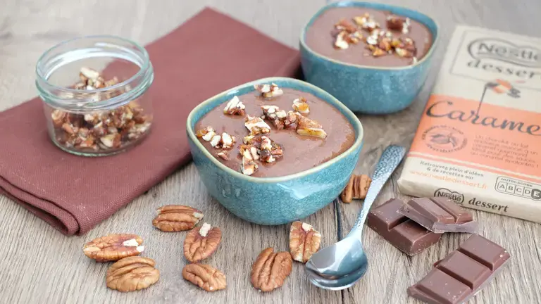 Mousse au chocolat caramel et nougatine