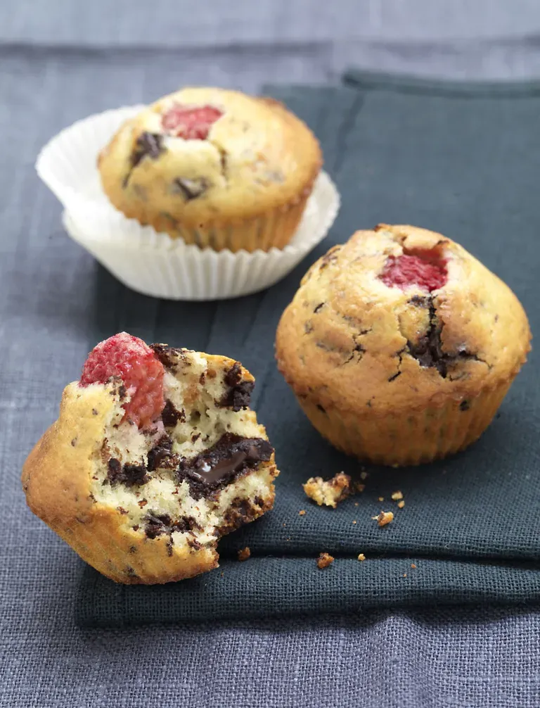 Muffins framboises coco aux pepites de chocolat