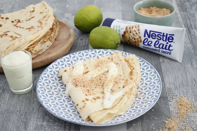 Crêpes au citron et pépites de noix de coco