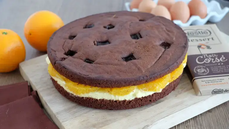 Moelleux au chocolat et creme à l'orange