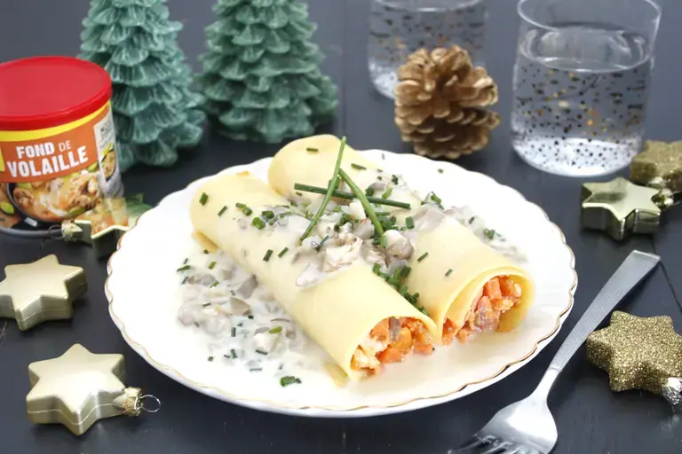 Canneloni aux 2 saumons et sauce aux pleurotes