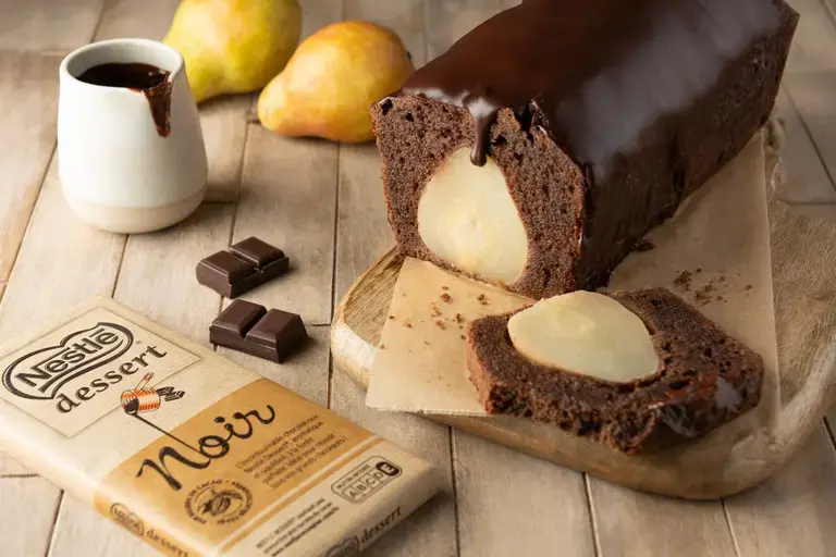 Cake poire chocolat ganache chocolat