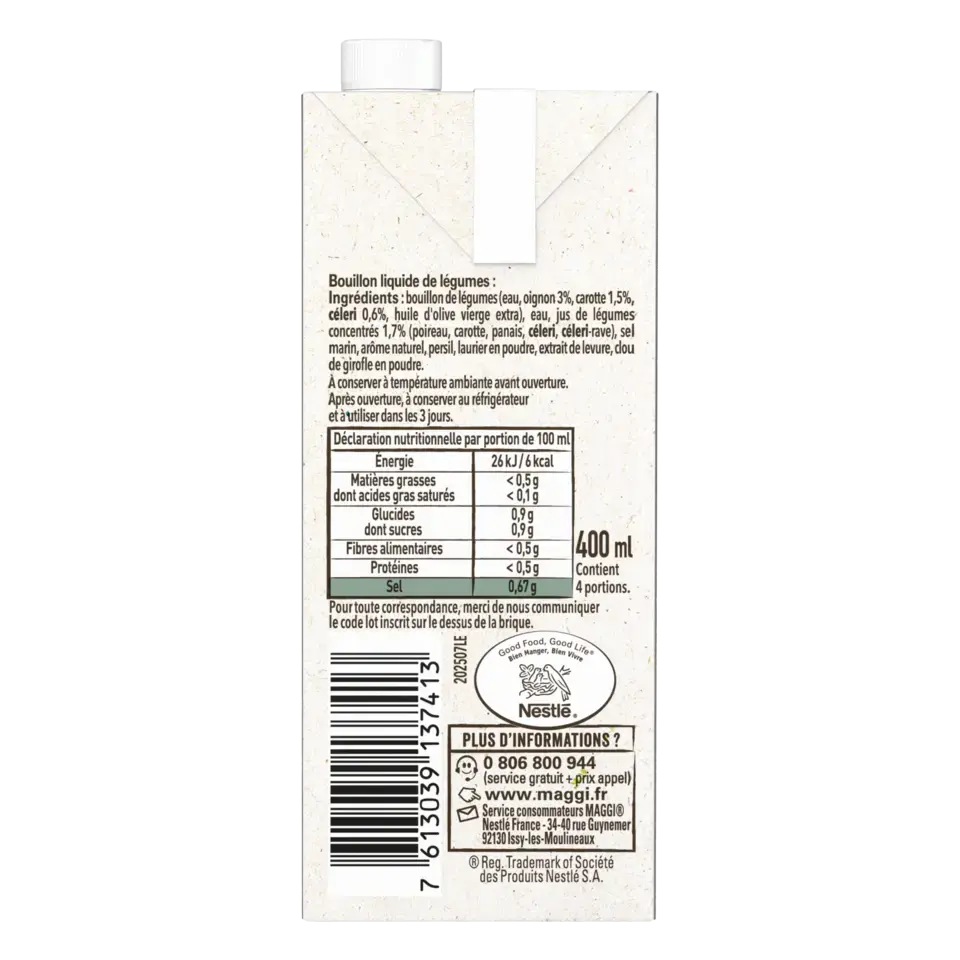 MAGGI Broth Liquid Vegetable Brick 10x400ml FR