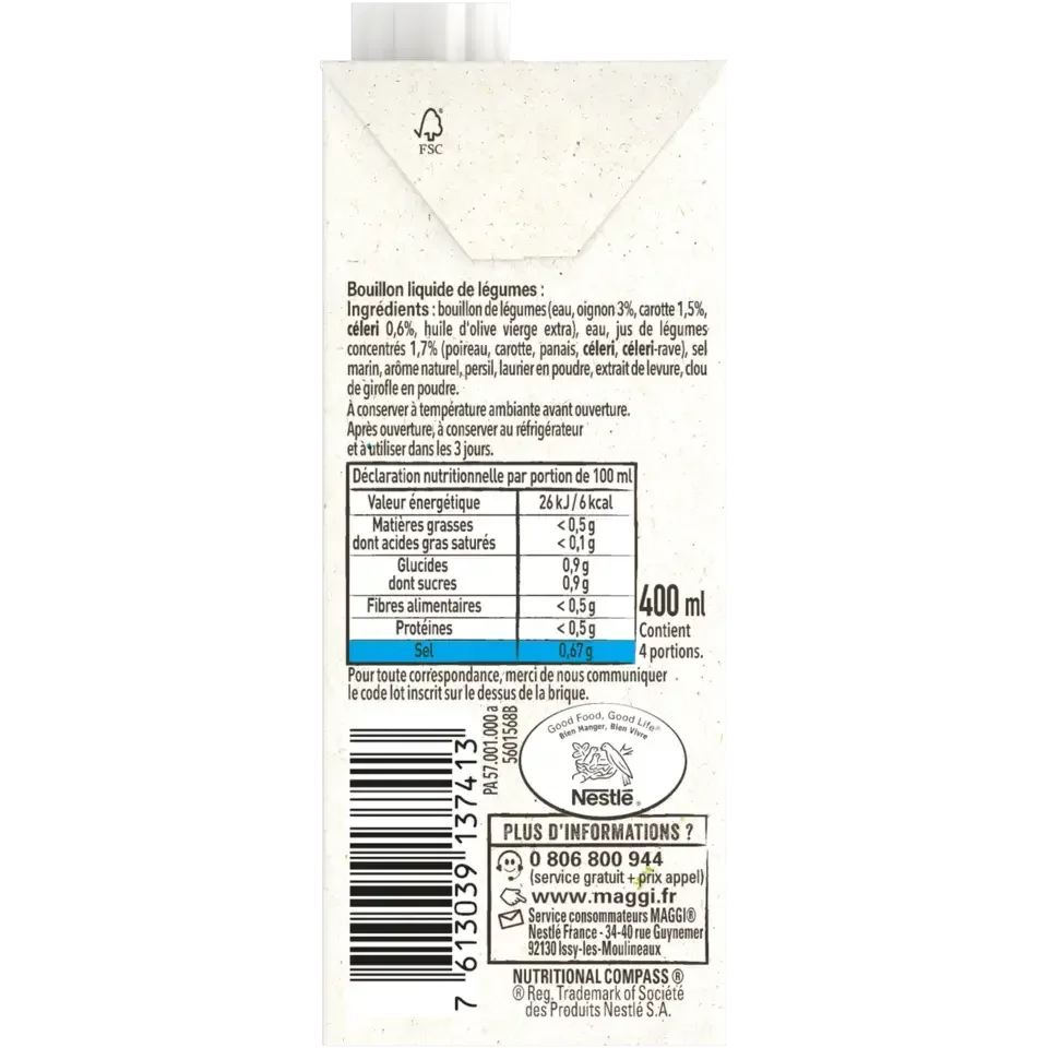 MAGGI Marché du Jour Le Bouillon Liquide Légumes du Marché 400ml