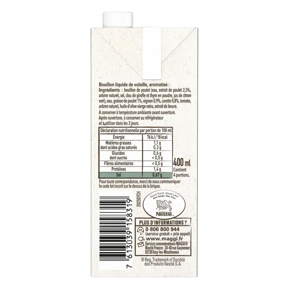 MAGGI Broth Liquid Poultry Brick 10x400ml FR