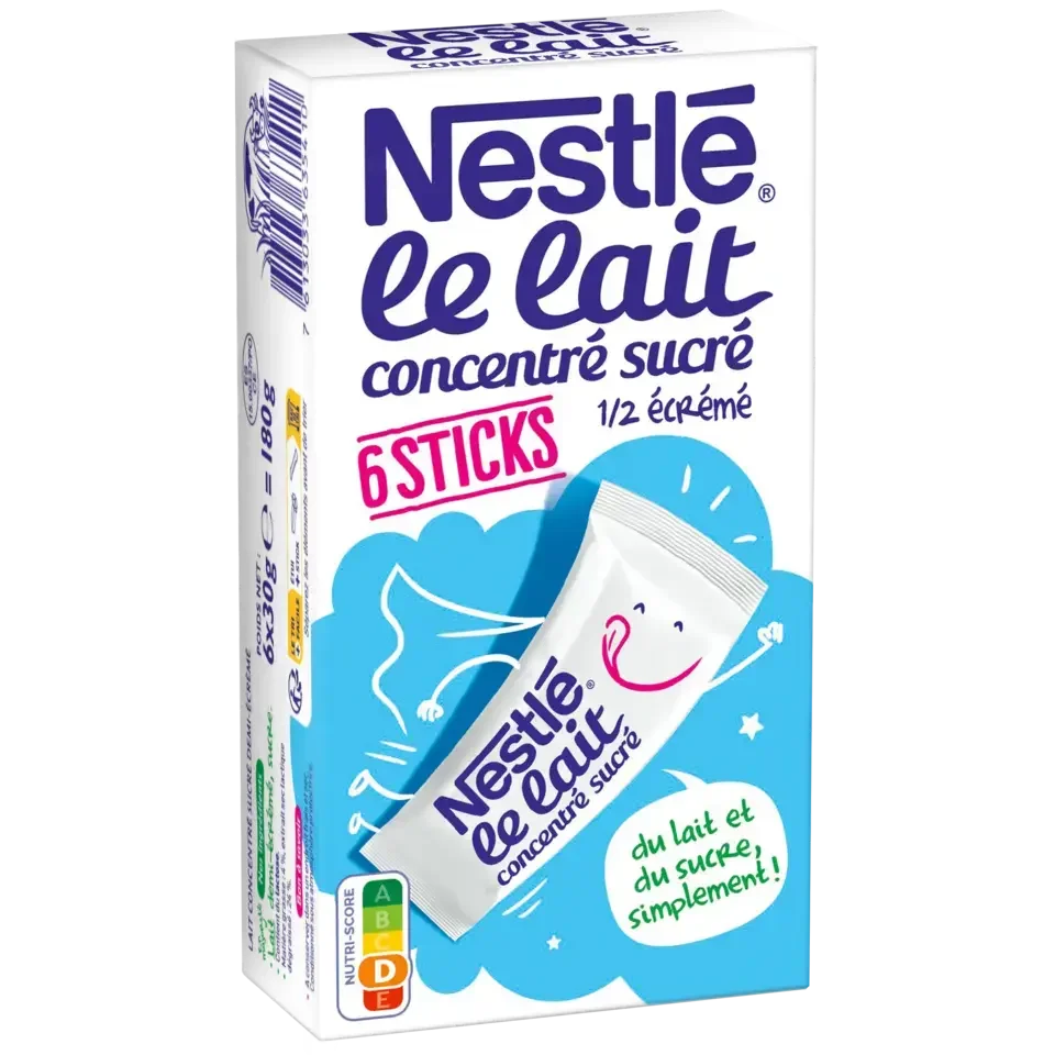 NESTLE Lait Concentré Sucré lait demi écrémé 6 sticks de 30g
