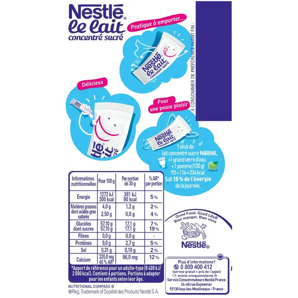 NESTLE Lait Concentré Sucré lait demi écrémé 6 sticks de 30g visuel-4